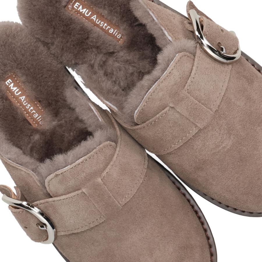 emu エミュー サンダル スリッポン レディース ムートン 厚底 シープスキン ADISON ブラック グレー 黒 W13265