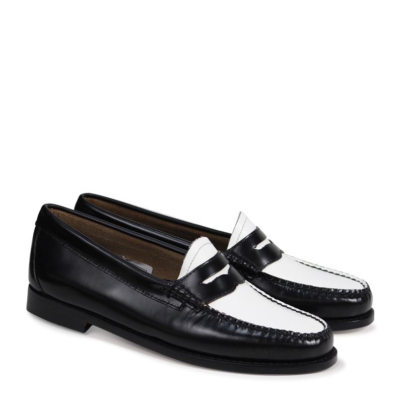 bass black and white loafers