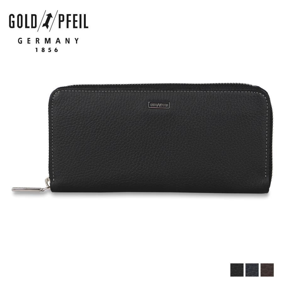 ゴールドファイル GOLD PFEIL 長財布 メンズ ラウンドファスナー 本革 ブラック ネイビー ダーク ブラウン 黒 GP24022 | GOLD PFEIL