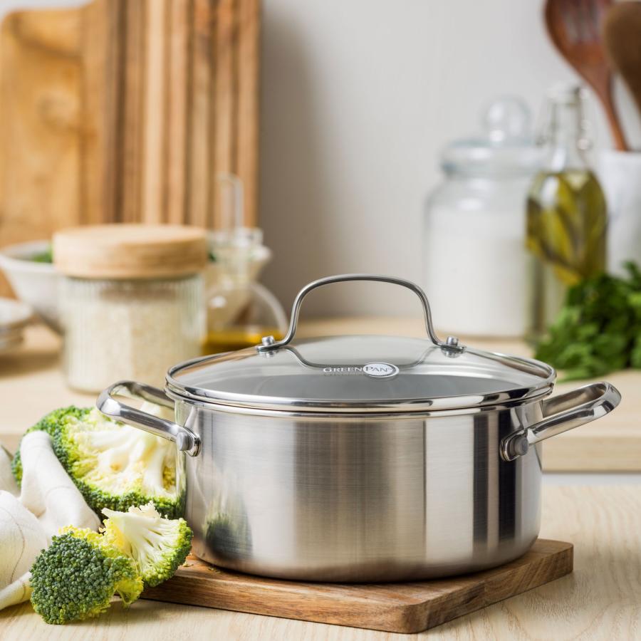 グリーンパン GREENPAN キャセロール 両手鍋 20cm ガラス蓋付き IH オーブン 食器洗浄乾燥機対応 エーペックス CC010626-104_4