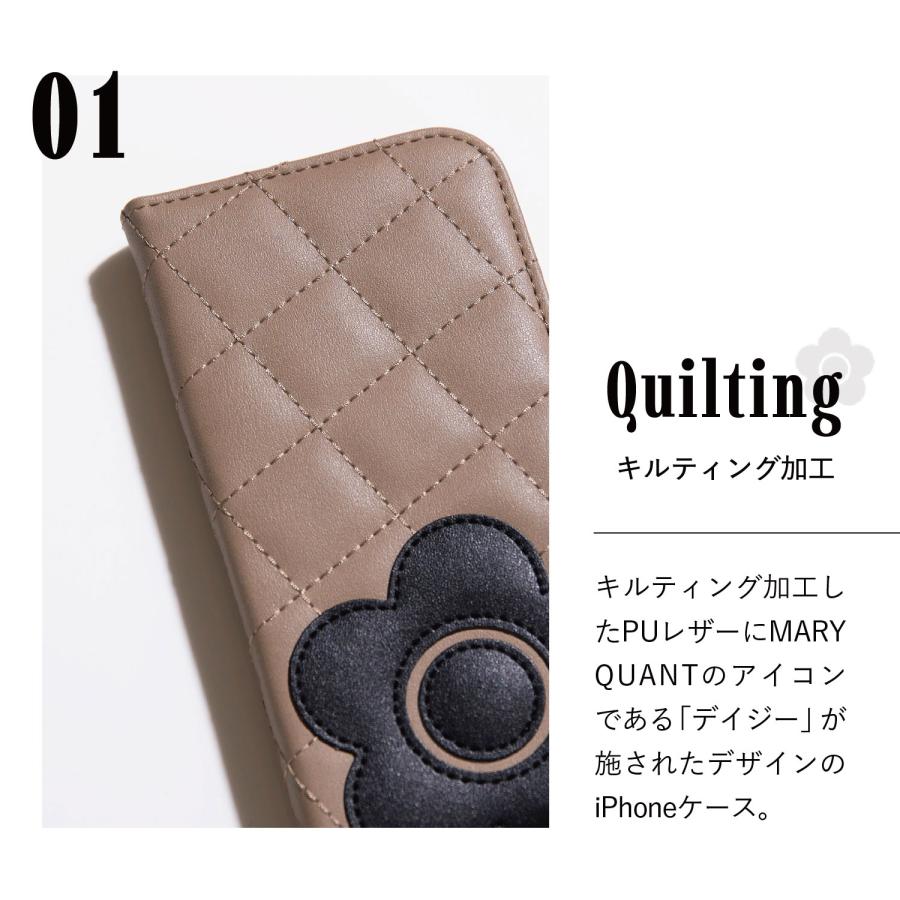 MARY QUANT マリークヮント iPhone 14 13 ケース スマホケース 携帯 レディース PU QUILT LEATHER BOOK TYPE CASE｜sneak｜08