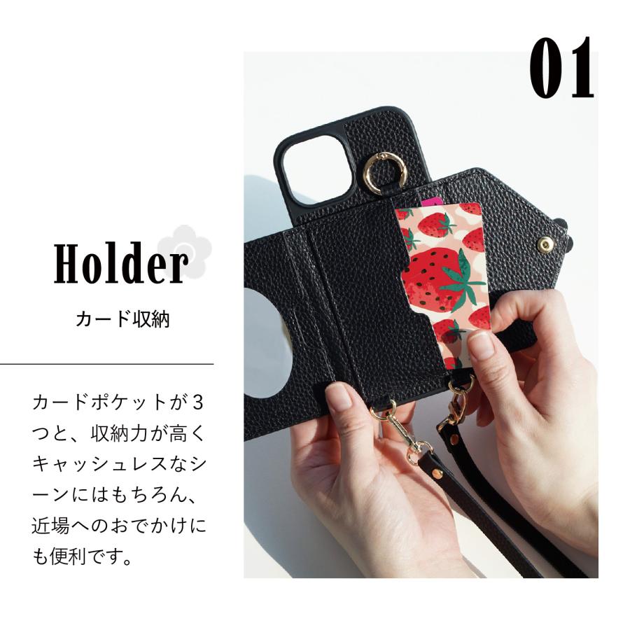 MARY QUANT マリークヮント iPhone15 iPhone14 iPhone13 スマホケース スマホショルダー 携帯 アイフォン レディース POCKET SLING CASE ブラック ブラウン 黒｜sneak｜03