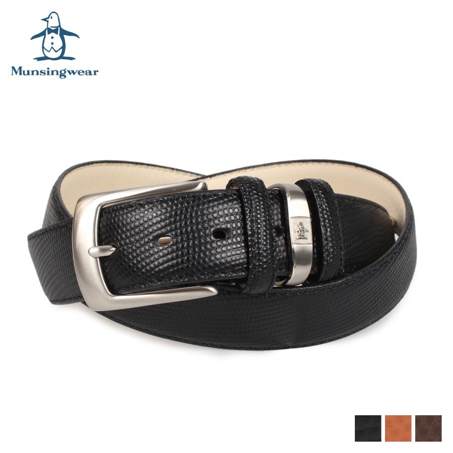 マンシングウェア Munsingwear ベルト レザーベルト メンズ 本革 バックル LEATHER ブラック BELT 市場 ブラウン 黒 チョコ 人気が高い MU-1520