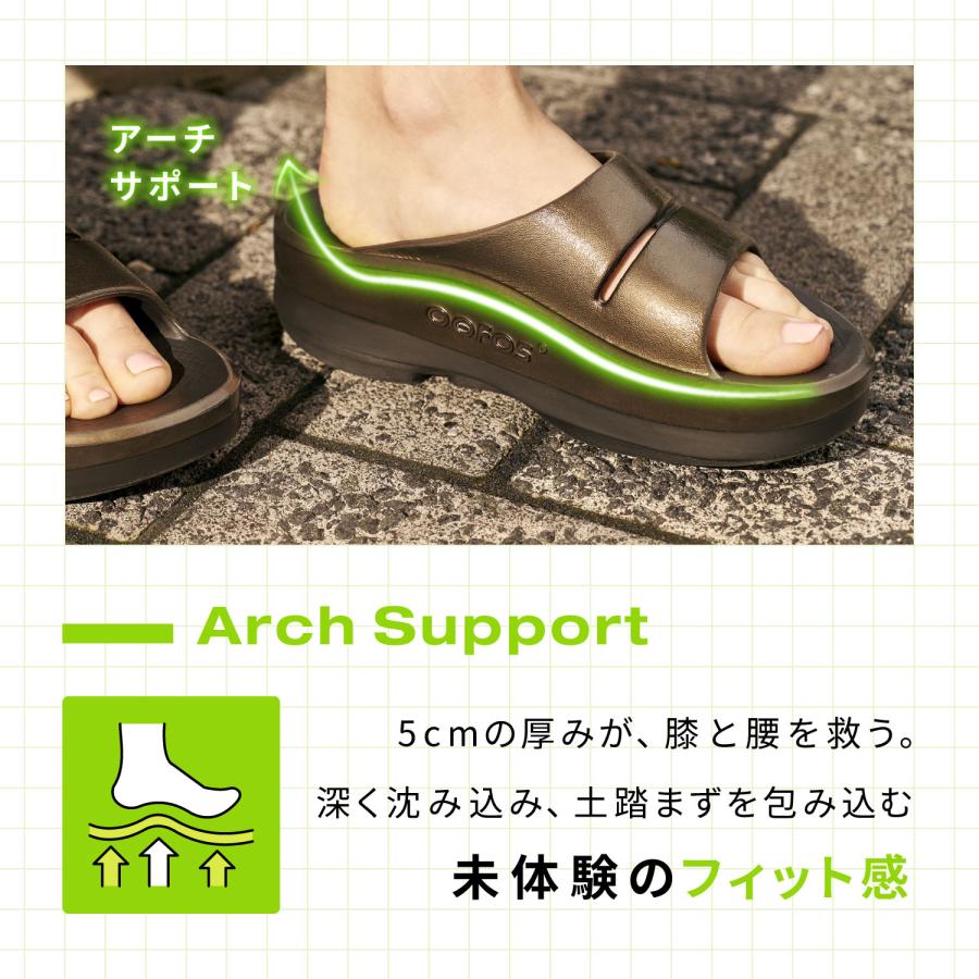 ウーフォス OOFOS リカバリースライドサンダル ウーメガ ウーアー レディース 厚底 OOmega OOahh ブラック ベージュ 黒 2000730 正規品 爆買の画像