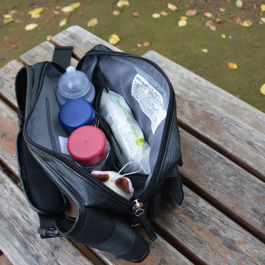 パパコソ　ブラック×型押し　パパバッグ papakoso パパコソ ファザーズバッグ マザーズバッグ メンズ