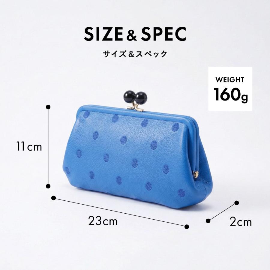 perche（ペルケ） 長財布 レディース 本革 がま口 ドット ベージュ 08 