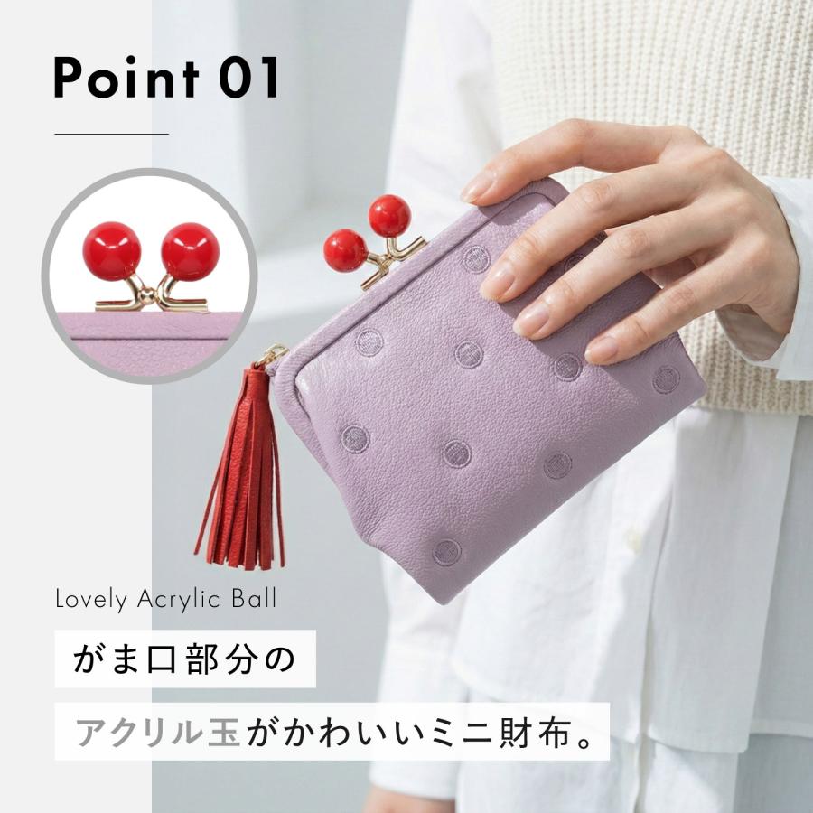 ペルケ perche 財布 二つ折り レディース 本革 がま口 ドット 08-06-03560 爆買の画像