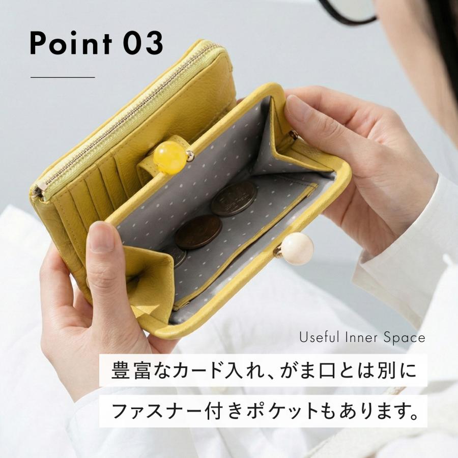 ペルケ perche 財布 二つ折り レディース 本革 がま口 ドット 08-06-03560 爆買の画像