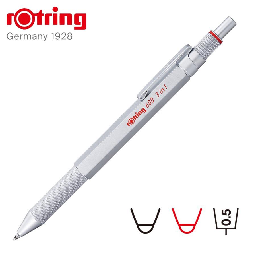 ロットリング rOtring 600 3in1 多機能ペン マルチペン シャーペン ボールペン 油性 0.5mm MULTI PEN シルバー  2121117 : rtr-2121117 : スニークオンラインショップ - 通販 - Yahoo!ショッピング