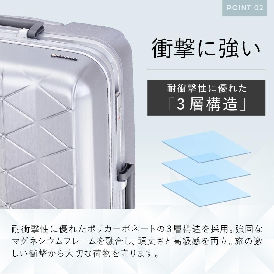 サンコー SUNCO スーツケース キャリーバッグ 極軽 メンズ レディース 超軽量 93L ハード フレーム TSAロック搭載 SUPER LIGHTS MGC MGC2-69の画像