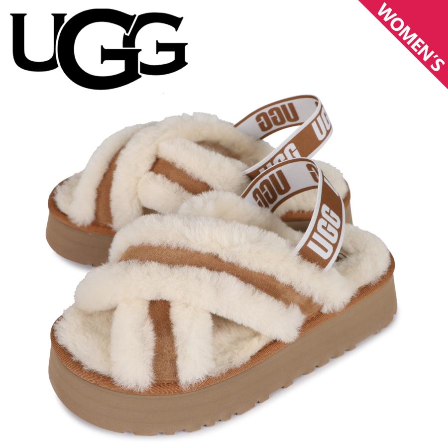 UGG アグ サンダル レディース 厚底 ファー ディスコ クロス スライド 