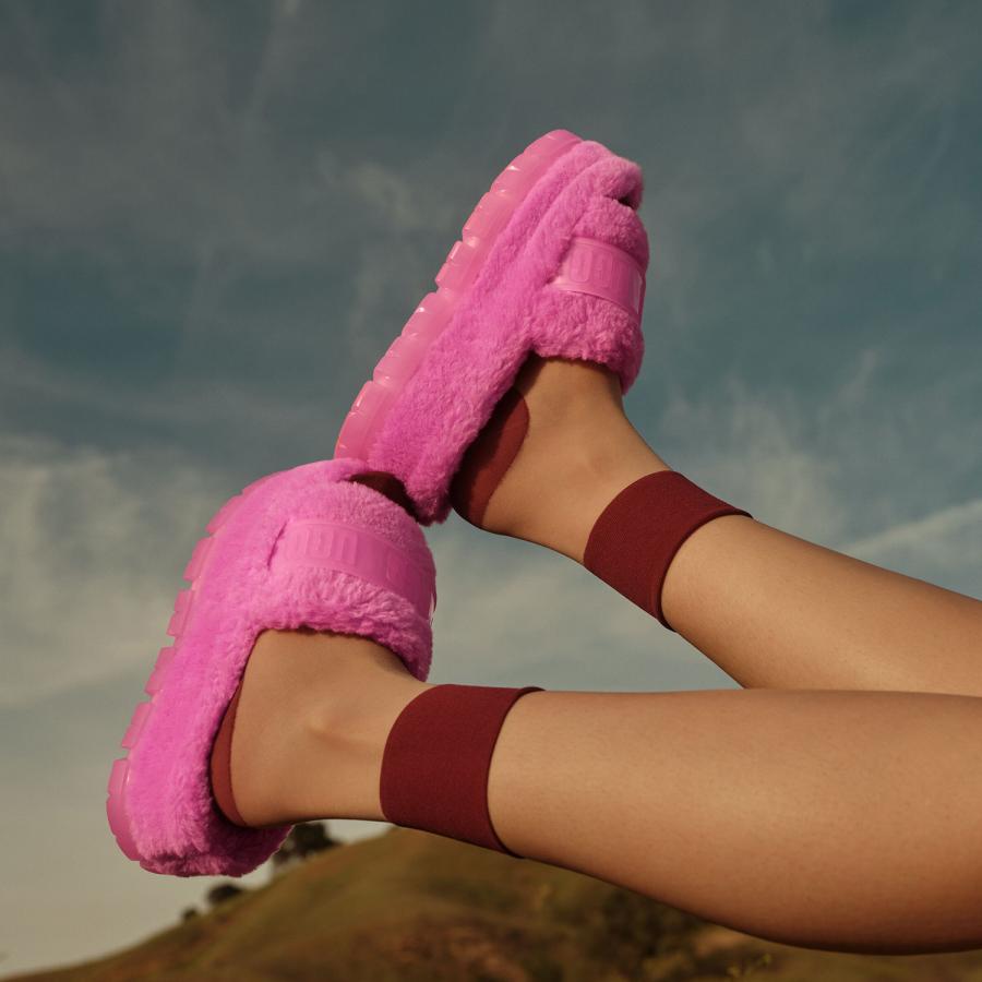 UGG アグ スライドサンダル フラッフィータ クリア レディース ファー