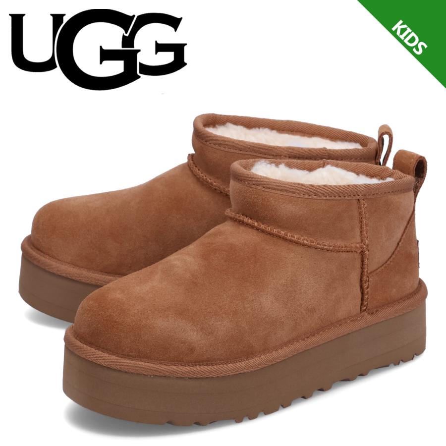 【正規品】ugg アグ ムートン 20cm 女の子 男の子 ブーツ ブラウン UGG（アグ） ウルトラミニ プラットフォーム ムートンブーツ