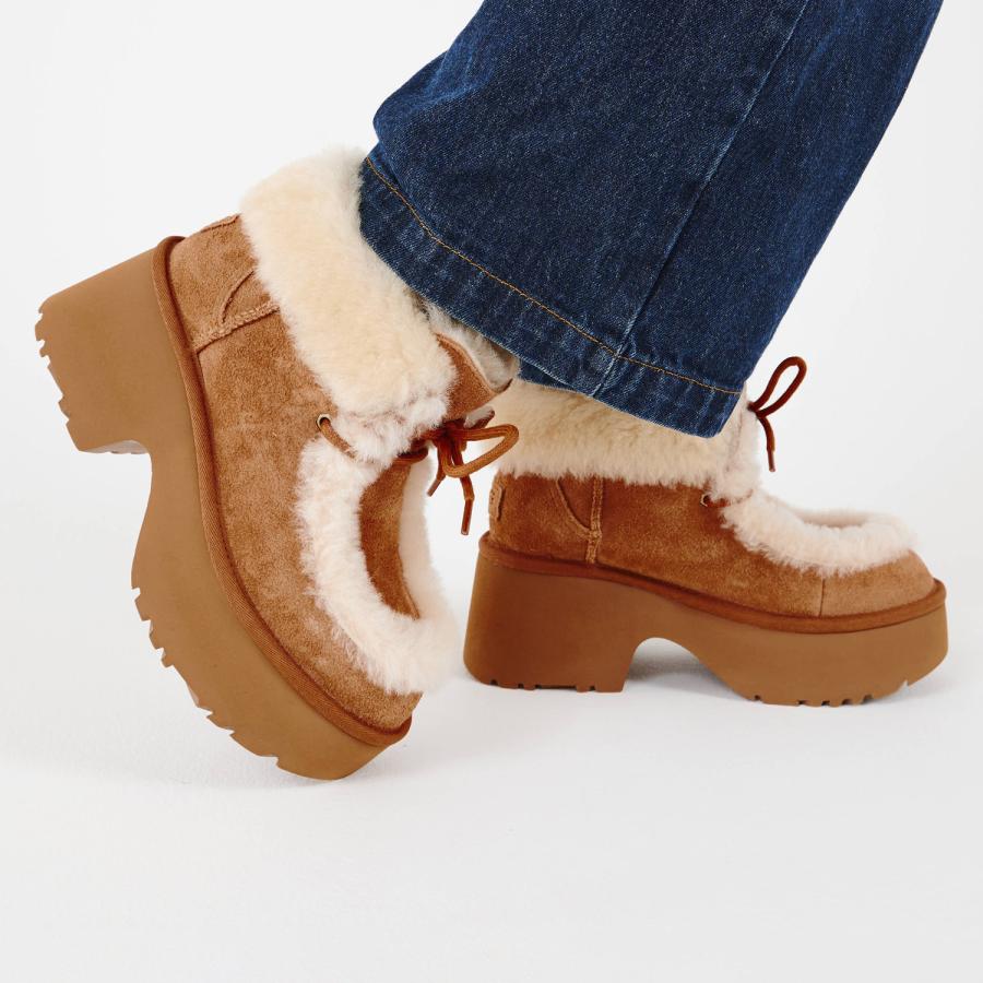 ugg ムートンブーツ 厚底 ブラウン Esmee Lace Up UGG Esmee Lace Up Suede Platform Booties | Dillard's