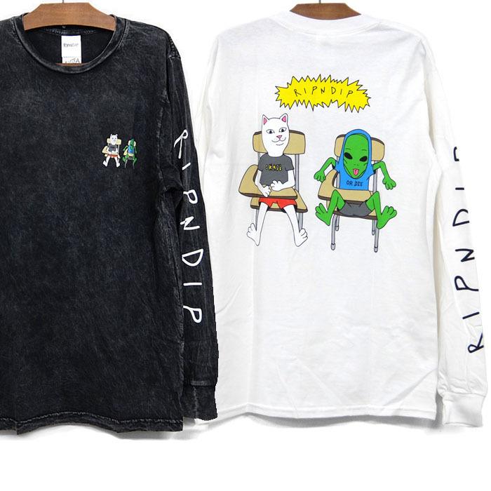 RIPNDIP（リップンディップ） Tシャツ 長袖 ロンT 黒 白 BUTZ UP 