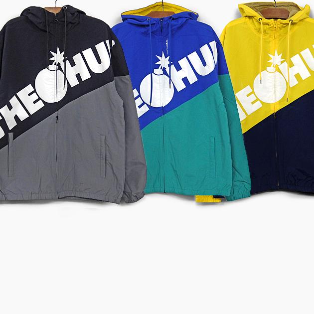 ザハンドレッズ THE HUNDREDS ウインドブレーカー 撥水 パーカー ジャケット TILT JACKET T19P103016 ブラック ブルー イエロー ロゴ カラー 切替 トップス