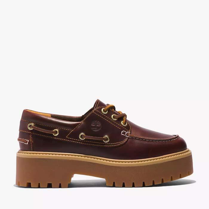 ティンバーランド 3アイレット 厚底 TIMBERLAND STONE STREET 3 EYE BURGUNDY 0A2QDM レディース ストーン ストリート スリーアイ レザー モカシン 茶色 定番｜sneaker-bouz｜07