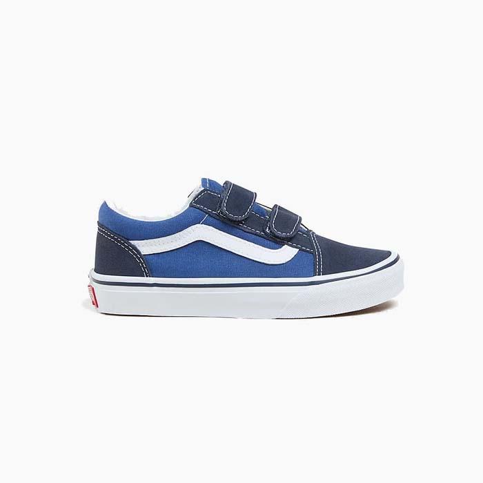 毎日発送 バンズ オールドスクール キッズ スニーカー ベルクロ VANS OLD SKOOL V K VN000VHENWD ヴァンズ ネイビー 紺 US企画 スエード 紐無し スケシュー｜sneaker-bouz｜02