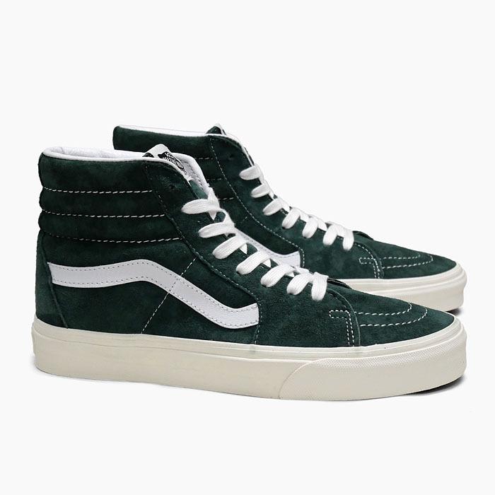 グリーン スエード ハイカットスニーカー 24cm 美品 SK8-HI VANS VN0A5JMJ94T[バンズ スケートハイ ピッグスエード][深緑