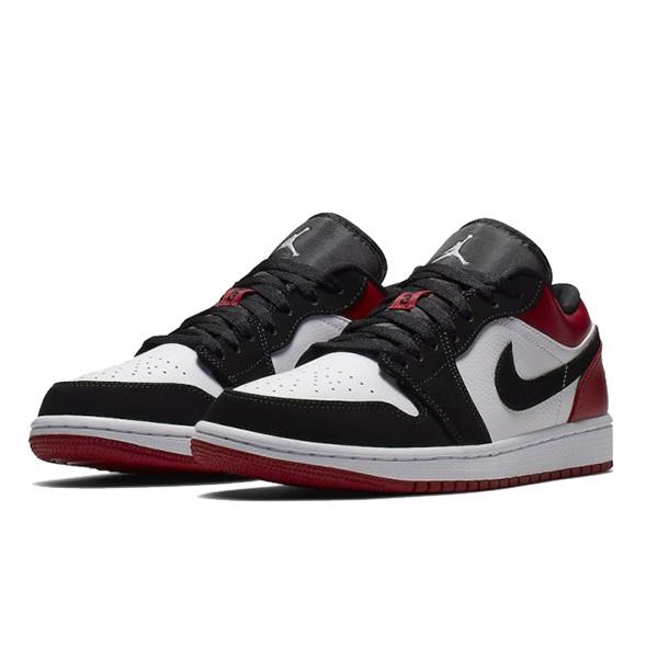 NIKE AIR JORDAN 1 LOW BLACK TOE WHITE/BLACK-GYM RED 553558-116