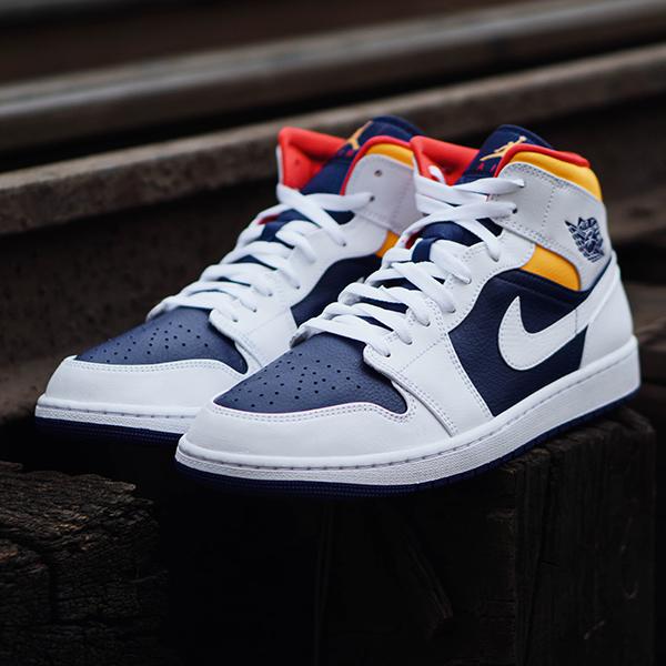jordan 1 mid white navy