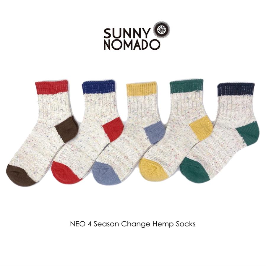 ［返品・交換不可］定番 サニーノマド SUNNY NOMADO 靴下 ソックス NEO 4 Season Change Hemp Socks TMSO-119 RED NVY YLW GRN BLK｜sneaker-soko