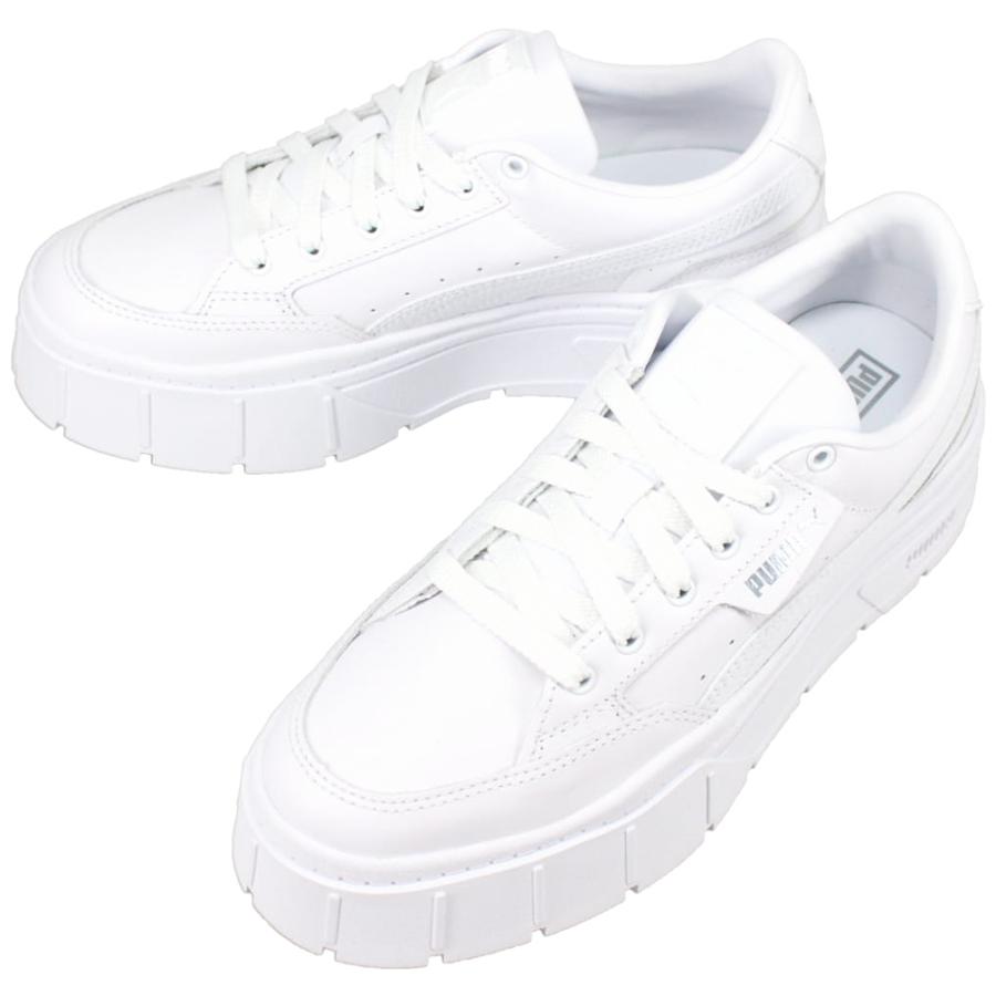 交換送料片道無料 プーマ PUMA スニーカー メイズ スタック レザー ウィメンズ Mayze Stack Lthr Wns プーマホワイト 384412 01 PUMA（プーマ） 交換送料片道無料 スニーカー メイズ スタック レザー