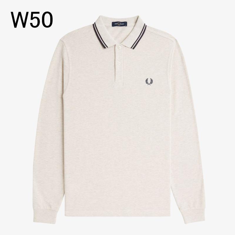 【美品】FRED PERRY ホワイト長袖ポロシャツ UK8 FRED PERRY（フレッドペリー） 交換送料片道無料 FRED PERRY M3636 The