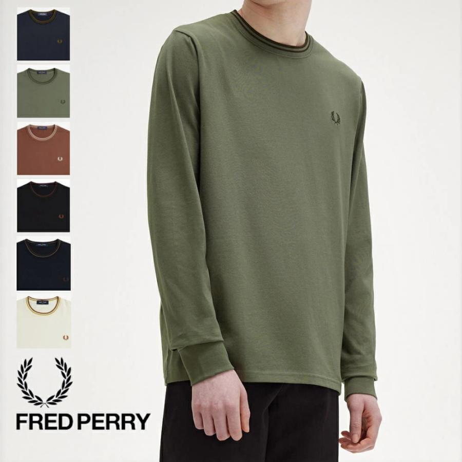 FRED PERRY ロンT ブラウン　S FRED PERRY（フレッドペリー） tシャツ Twin Tipped Long Sleeve T