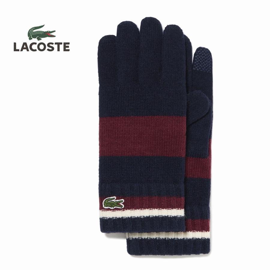 ラコステ LACOSTE カラーブロックニットグローブ ネイビー RV019J-99 IE3 LACOSTE（ラコステ） カラーブロックニットグローブ ネイビー RV019J