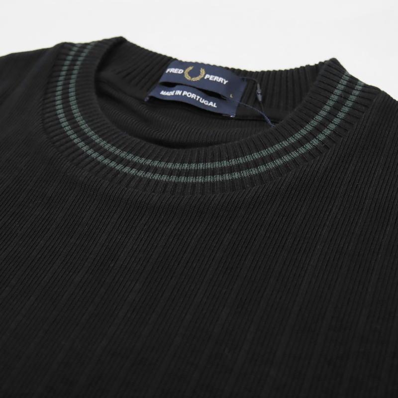 フレッドペリー FRED PERRY  リブ ジャージー Ｔシャツ Ribbed Jersey T-Shirt M8679 102 S64 FRED PERRY（フレッドペリー） リブ ジャージー Tシャツ Ribbed