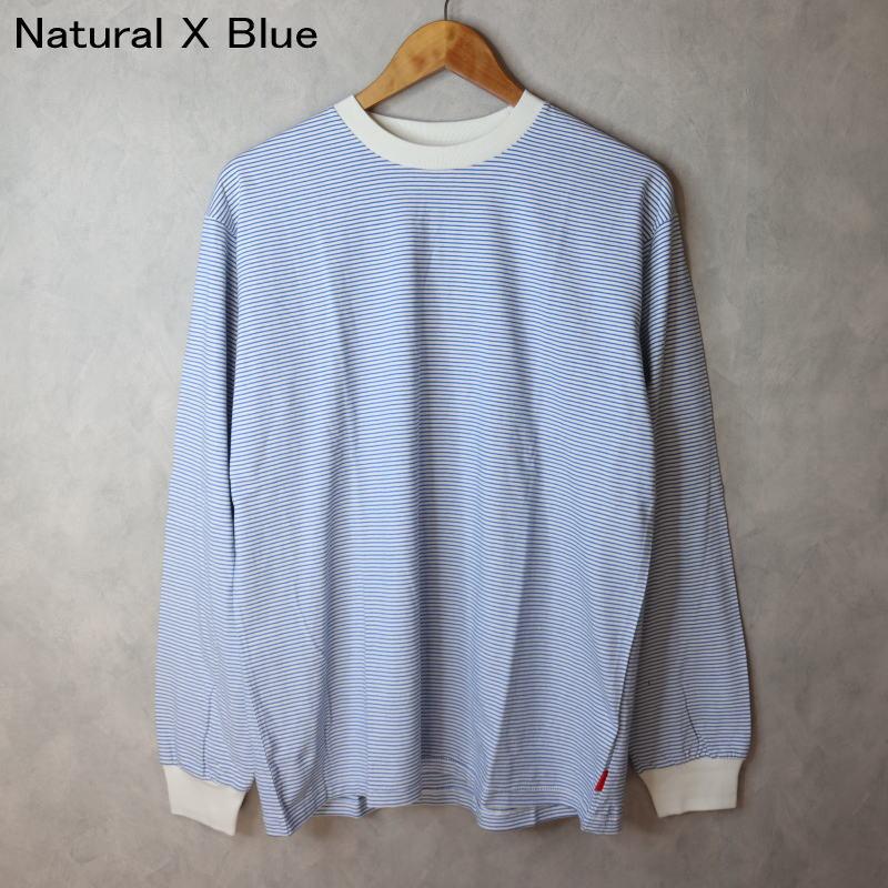 Healthknit（ヘルスニット） ナローボーダー クルーネック長袖Tシャツ