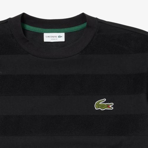 ラコステ LACOSTE パイル地切り替え同色ボーダーTシャツ TH048J-99 001(ホワイト) 166(ネイビー) LACOSTE（ラコステ） パイル地切り替え同色ボーダーTシャツ TH048J-99