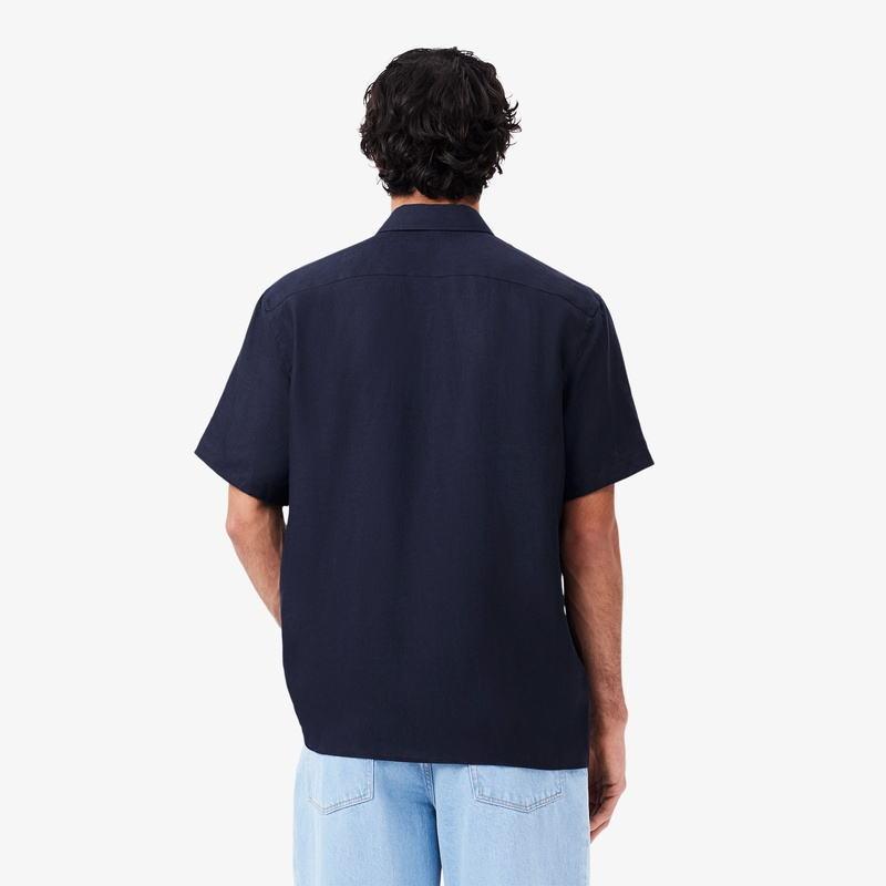 LACOSTE（ラコステ） リネン ボタンダウン シャツ CH5699-99 ネイビー