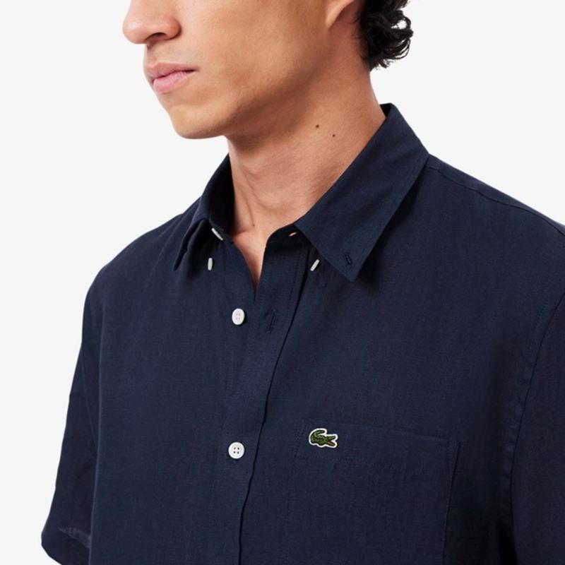 LACOSTE（ラコステ） リネン ボタンダウン シャツ CH5699-99 ネイビー