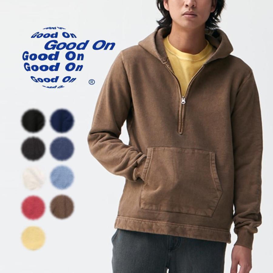 グッドオン Good On ラフ ハーフ ジップ プルオーバー フード 