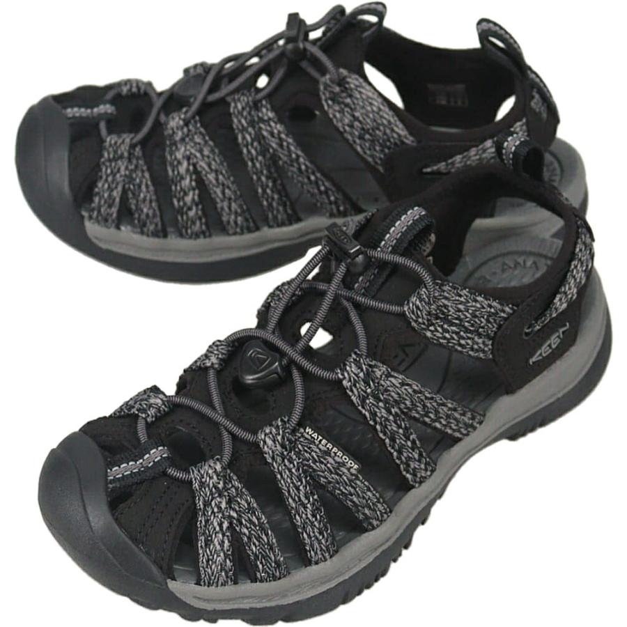 美品 KEEN WHISPER ウィスパー サンダル 24cmブラック 黒 撥水 KEEN（キーン） ウィメンズ サンダル WHISPER ウィスパー ブラック