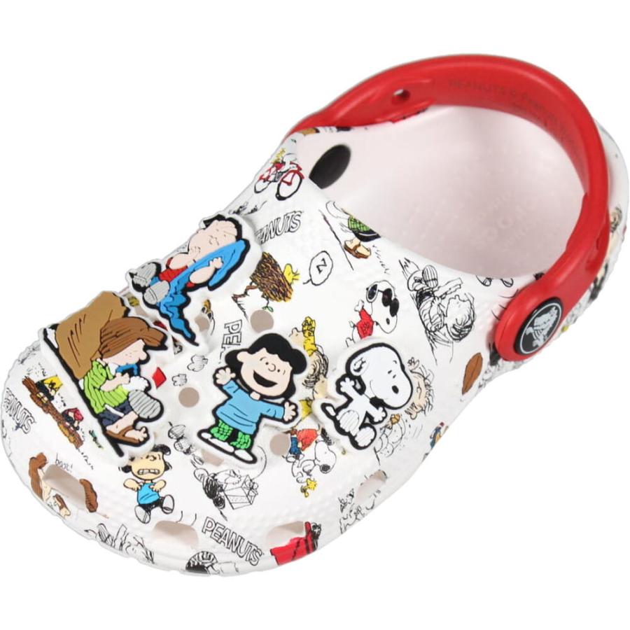 交換送料片道無料 子供 クロックス crocs サンダル ピーナッツ クラシック クロッグ トドラー PEANUTS CLASSIC CLOG TODDLERS ホワイト/マルチ 208631-94S｜sneakersoko｜07