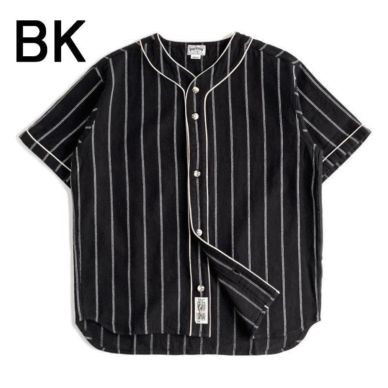 交換送料片道無料 ヒューストン HOUSTON コットン リネン ストライプ ベースボール シャツ COTTON LINEN STRIPE BB SHIRT 41008｜sneakersoko｜02