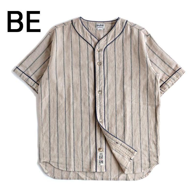 交換送料片道無料 ヒューストン HOUSTON コットン リネン ストライプ ベースボール シャツ COTTON LINEN STRIPE BB SHIRT 41008｜sneakersoko｜03