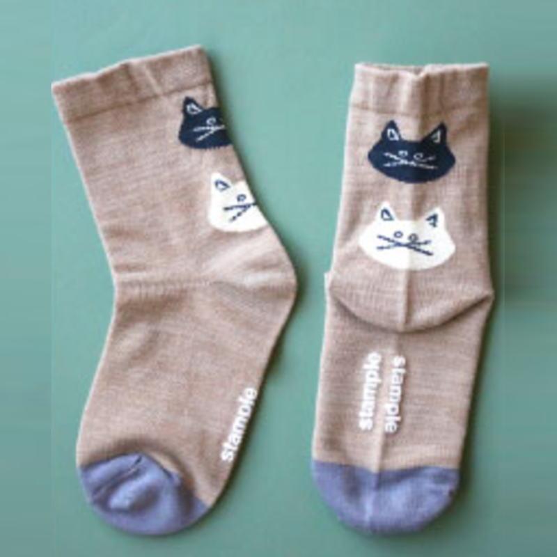 stample（スタンプル） [返品交換不可]子供 靴下 ネコ・ねこ・猫 クルー ソックス 3足組 72821 A : えびす屋 すにーかー ...