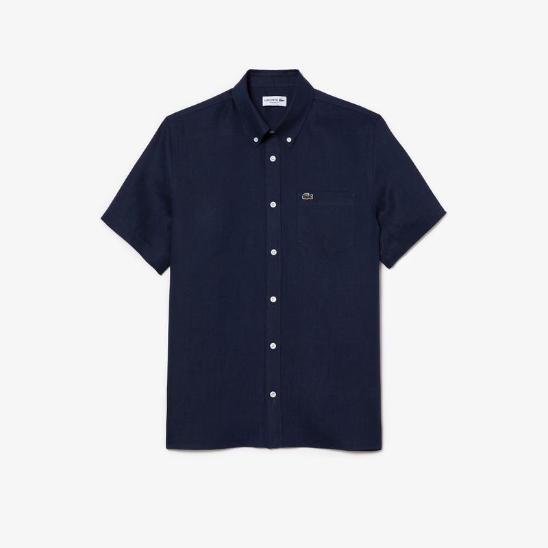 LACOSTE（ラコステ） リネン ボタンダウン シャツ CH5699-99 ネイビー