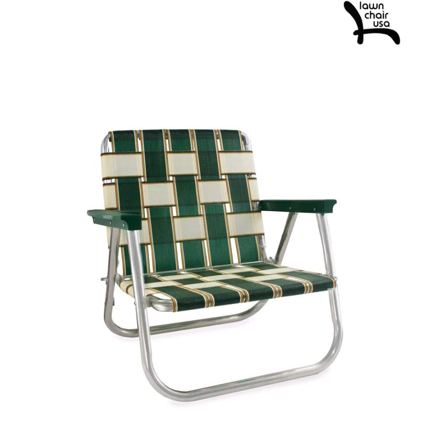 LAWN CHAIR USA CHARLESTON LOW BACK BEACH FOLDING CHAIR BUG0506 GREEN