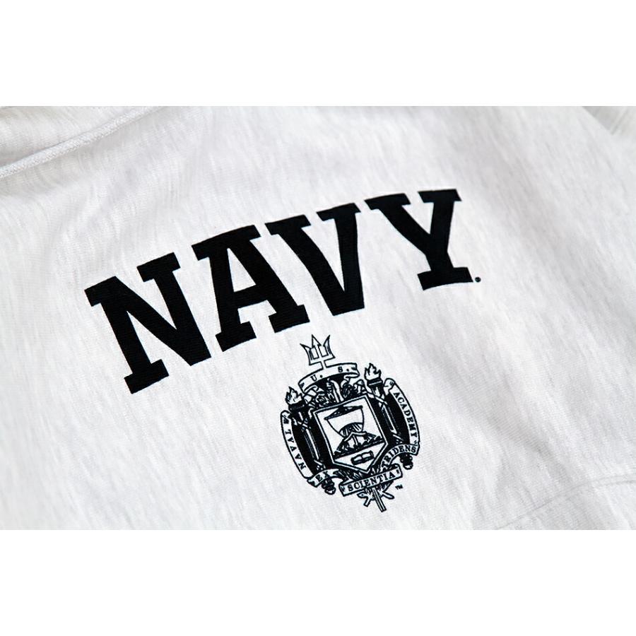 Champion USNA ISSUE OFFICIAL PRINT R/W HOODED SWEAT チャンピオン Reverse Weave リバースウィーブ パーカー フード スウェット グレー 海軍兵学校 USA限定｜sneeze｜02