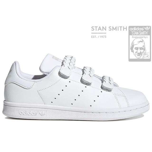 adidas Originals STAN SMITH CF J EG7568 FTWR WHITE/GREY ONE アディダス オリジナルス スタンスミス ベルクロ ホワイト レディース スニーカー 定番｜sneeze