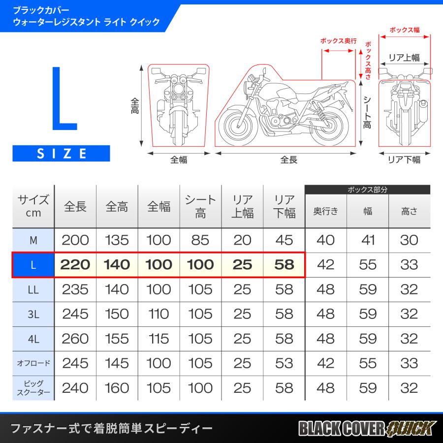 48306 DAYTONA デイトナ ブラックカバー ウォーターレジスタント ライト/クイック L | DAYTONA（バイク用品） | 06