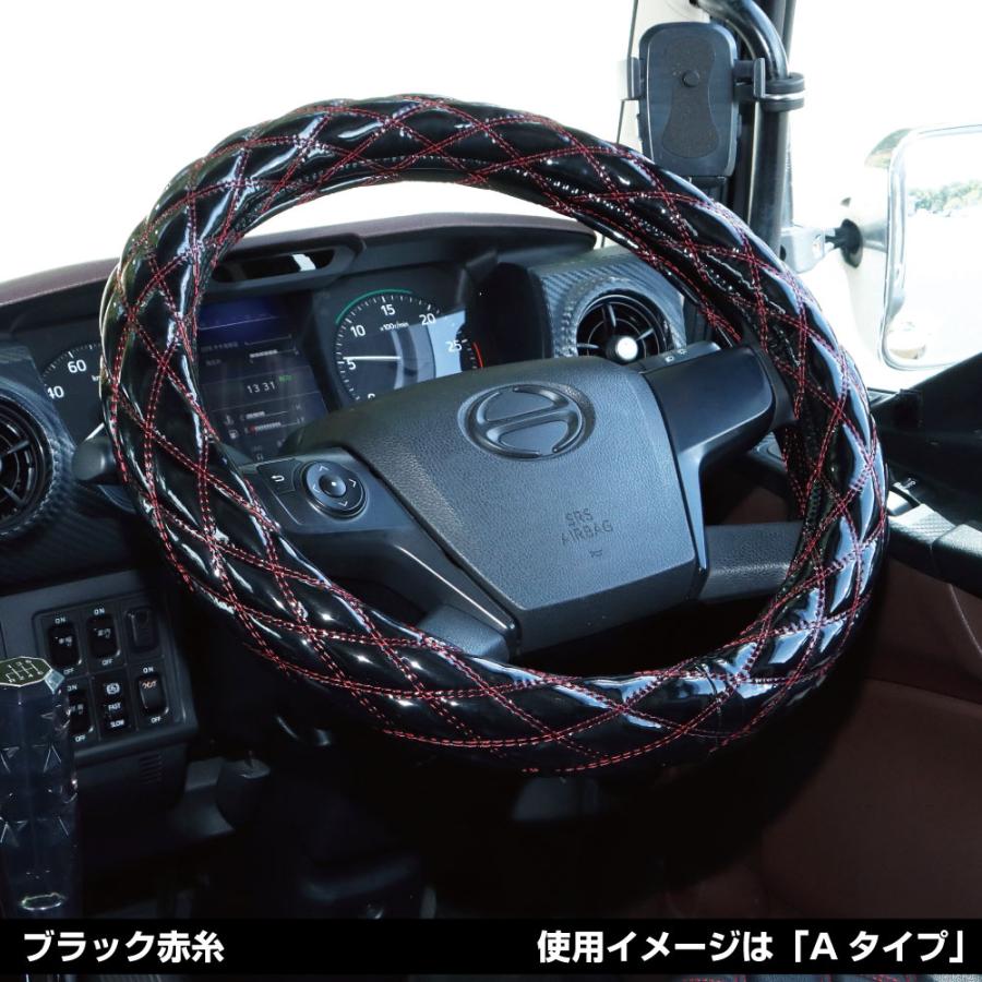 586953 ジェットイノウエ モコモコハンドルカバー 細巻き富士 ダブルステッチ ブラック/赤糸 2LS 外径45〜46cm JETINOUE | ジェットイノウエ | 02