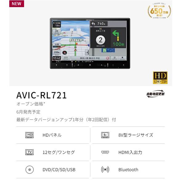 楽ナビ パイオニア AVIC-RL721 8インチ インダッシュ カーナビ 楽ナビ パイオニア AVIC-RL721 8インチ インダッシュ カーナビ