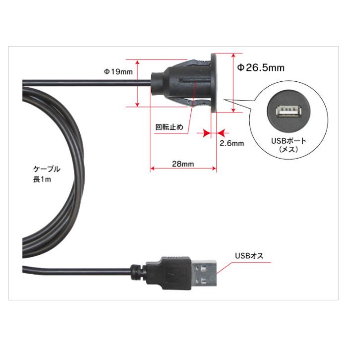 BeatーSonic ビートソニック USB延長ケーブル USB8 丸穴埋め込み BeatーSonic ビートソニック USB延長ケーブル USB8 丸穴埋め込み