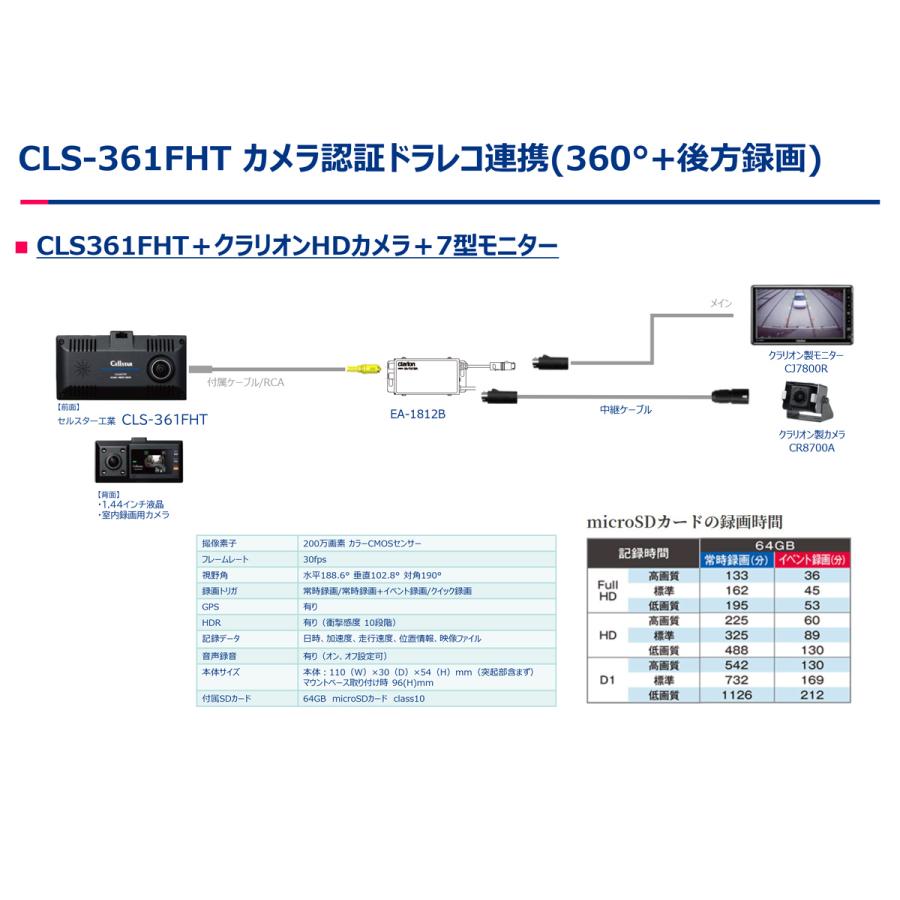 クラリオン トラック用カメラ/モニター/配線/ハイマウント/電源分配BOXセット[CV-SET926]CJ-7800R/CR-8700A/CCA-796-100(18m)/EA-1812B/LAA-067-100/CLS-361FHTR | clarion | 08